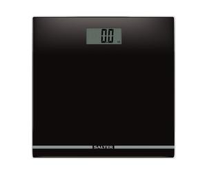 Salter Grand affichage numérique pèse-personne, facile à lire Balance électronique précis de pesée en verre ultra mince plate - forme, en kg ou lb st 180 kg capacité élevée, 15 ans - Noir