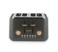 Salter Grille-pain Pebble 4 tranches - Fentes large, levée haute, 6 niveaux de brunissage, fentes auto-centrantes, ramasse-miettes amovible, décongeler/réchauffer/annuler, gris charbon/or