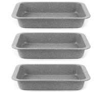 Salter Marble Ensemble de 3 Plateaux à Rôtir - Ensemble de 3 Rôtissoires Antiadhésives de 36 cm, Acier au Carbone Durable, Résistant au Four jusqu'à 220°C, Facile à Nettoyer, Longue Durée, Gris