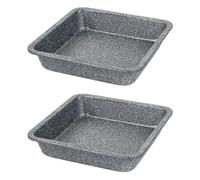 Salter Megastone Lot de 2 Poêles Carrées - Antiadhésif, Facile à Nettoyer, Acier au Carbone, Revêtement Résistant à la Chaleur, Sans PFOA, Compatible Four jusqu'à 220°C, Idéal pour Cuisson