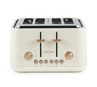 Salter Pebble 4 Slice Toaster - Wide Slot Bread Toaster with High Lift Eject, 6 Browning Levels, Self-Centring Slots, Removable Crumb Tray, Defrost/Reheat/Cancel, Stone