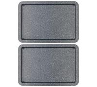 Salter Plaque de cuisson Set de 2 - Plaque de four antiadhésive en acier au carbone, Facile à nettoyer, Solide et durable, Longue durée, Sans PFOA, Collection Megastone, Noir/Argent, 37 cm, COMBO-8261