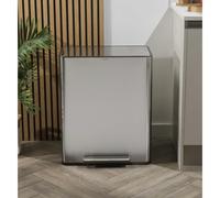 Salter Poubelle de cuisine à pédale double recyclage 60 l 2 compartiments | Corps en acier inoxydable, 2 seaux intérieurs de 30 L, couvercle verrouillable, filtres à charbon avec supports