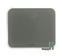 Salter Shadow Balance Électronique - LED Facile à Lire, Affichage Caché Active par Pas, Verre Trempé, Capacité 180KG/400lbs, KG/ST/lbs, Pieds Spécial Tapis Inclus, Gris