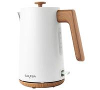 Salter Toronto Bouilloire 1,7L, Bouilloire Blanc Mat avec Effet Bois Sans Fil, Fonction Arrêt Rapide 3KW, Base à 360°, Avec Filtre Anticalcaire et Capteur d'Ébullition à Sec, Indicateur Niveau d'Eau