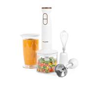 Salter Toronto Mixeur plongeant 1000 W avec Turbo, blanc | Vitesse variable, pied mélangeur en acier inoxydable amovible, fouet, gobelet 700 ml avec couvercle