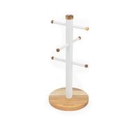 Salter Toronto Porte-mugs, 6 tasses, blanc | Structure en acier, touches de bois d’acacia, design à 3 niveaux, support de comptoir autoportant, surface facile à nettoyer