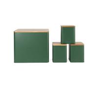 Salter Toronto Set de comptoir 4 pièces, boîte à pain et boîtes, vert | Finition mate thermolaquée, couvercles bois acacia, design carré/rectangulaire, nettoyage facile, thé café sucre
