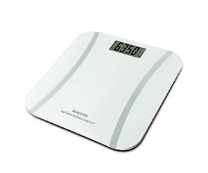 Salter Ultimate Accuracy Pèse Personne Électronique | Balance Ultra Précise avec Résolution de 50g, Écran LCD Facile à Lire, Plateau en Verre, Tactile, Arrêt Automatique, Pèse en kg / st / lb | Blanc
