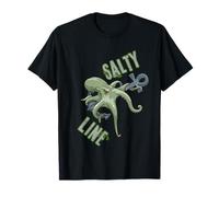 Salty Line Octopus Attack Ocean Boat Fishing Voyage Crew Fun T-Shirt