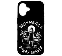 Salty Waves and Sandy Graves Summer Goth Vacation Coque pour iPhone 16