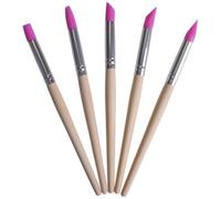 Saluaqui 5 Pièces Stylo à Ongles en Silicone Pointe Creuse Pinceau Manche | Pinceaux à pointe creuse en silicone, manche en bois de rose pour vernis gel, création de motifs, utilisation en salon de