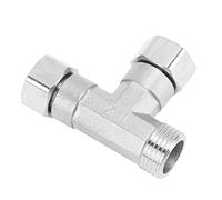 Saluaqui Ajustement du Tuyau 3 Voies Tee 304 Adaptateur de Connecteur de Tuyau en Acier Inoxydable G1 / 2 pour l'air d'eau avec Deux Joints de Filetage Féminin et Masculin Célibataire (2 Joints à
