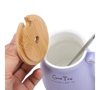 Saluaqui Belle Tasse en Céramique de Chat 420 Ml avec Couvercle de Cuillère Tasse de Chat Mignon pour les Amateurs de de Lait de café (bleu foncé)