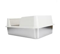 Saluaqui Box Litière en Acier Inoxydable avec des Côtés Hauts et Une Conception Anti-Splash | Fermé et Facile à Nettoyer pour Les Petits Chats Moyens | Gris de Petite Taille (Petit Blanc)