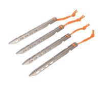 Saluaqui Enjeux de Tente en Alliage Ti Durable avec Corde - Chevilles de Canopée en V pour Le Camping, la Plage et Les Activités de Pelouse, 4pcs Argentes, Idéal pour Les Tentes Extérieures et de