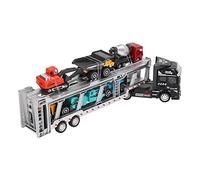 Saluaqui Ensemble de Jouets de Camion de Transport 7 en 1 avec Fonction de Traction en Alliage - Modèle de Transporteur Rouge de 12,6 Pouces avec 6 Petits Véhicules d'ingénierie pour Le Jeu de