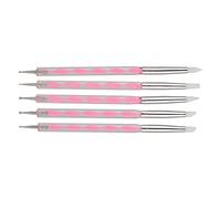 Saluaqui Ensemble de Stylos à Points pour Nail Art, 5 Pièces, avec Poignée en Acrylique, pour Peinture Professionnelle des Ongles, Sculpture et Détails DIY, pour Créer des Designs et des Motifs (PINK)