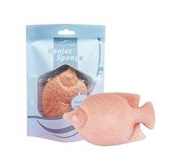 Saluaqui Éponge Visage Forme Poisson Exfoliant Doux Blanc (PINK) | conception en forme de poisson en fibre adaptée aux peaux sensibles emballage individuel nettoyage quotidien doux pour les