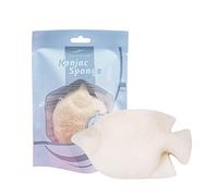 Saluaqui Éponge Visage Forme Poisson Exfoliant Doux Blanc (WHITE) | conception en forme de poisson en fibre adaptée aux peaux sensibles emballage individuel nettoyage quotidien doux pour les