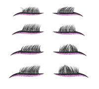 Saluaqui Fluorescent Cyan Eyelash Stickers 8Pcs Reutilisables (PURPLE) | Faux-cils réutilisables, adhésifs forts, adaptés aux yeux, pour les festivals, les fêtes, Halloween, maquillage de scène,