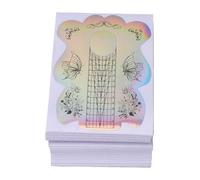 Saluaqui Formes D'extension D'ongles Holographiques Auto-adhésives, Lignes D'alignement Claires, Formes Acryliques de Longue Longueur pour Extensions de Gel, 100 Pièces en PVC