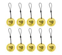Saluaqui Lot de 10 étiquettes NFC Puce NTAG213 Porte-clés NFC Programmable 35 Mm avec étui en PVC EP et Cordon élastique pour Maison Intelligente WiFi Partage Social les Télé