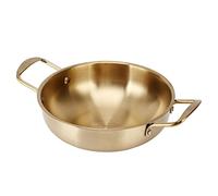 Saluaqui Marmite à Ramen Coréenne Dorée en Acier Inoxydable, Portable, 24 Cm, Indispensable pour la Cuisine, pour de Délicieuses Soupes et Nouilles, Idéale pour un Usage Domestique et les Aventures