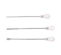 Saluaqui Nail Art Signring Rod Spatule Set - Outils de Mélange en Acier Inoxydable pour les Ongles de Bricolage | Rose Rouge 3 Pcs avec Aiguille, Spatule et Cuillère Remuant (Rose)