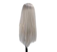 Saluaqui Perruque de Cheveux Blancs Argentés Perruques Droites par ChicStyle Chaleur Cheveux Synthétiques Partie Centrale élégante Conception de Complets pour un Usage Quotidien Cosplay (Argent Blanc)