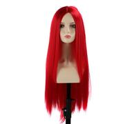 Saluaqui Perruque de Cheveux Blancs Argentés Perruques Droites par ChicStyle Chaleur Cheveux Synthétiques Partie Centrale élégante Conception de Complets pour un Usage Quotidien Cosplay (rouge)