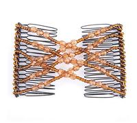 Saluaqui Pince à Peigne à Cheveux avec Perles, Double Peigne Extensible, Accessoire pour Cheveux, Disque à Polyvalent pour un Coiffage sans Effort et des Coiffures Uniques pour les Types de et (Café)