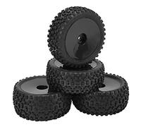 Saluaqui Pneus et Roues RC RC Améliorés avec 12 Mm pour 1/10 Hors Route - Pneus en Caoutchouc Noir et Hub en Plastique pour Une Meilleure Adhérence et des Performances (Black)