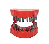 Saluaqui Porte-foret pour Prothèse Dentaire, Organisateur en Forme de Modèle de Dents avec 28 Forets, Support ABS Portable pour le Stockage des Outils (rouge)