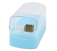 Saluaqui Porte-poussoir à Ongle à Ongles avec un Boîtier de Brosse de Nettoyage Rose - 30 Trous Organisateur pour Outils de Manucure, Stockage Portable et Stand Exposant (BLUE)