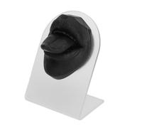 Saluaqui Silicone Langue Piercing 3D Bouche Pratique Kit (BLACK) | Languette en silicone souple réutilisable 3D comprenant un présentoir stable, idéal pour les bijoux d\'entraînement des