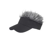 Saluaqui Visor aux Cheveux pour Hommes, Chapeau de Perruque du Chapeau avec des Cheveux Drôles de Visor pour les Fêtes, Pêche, Randonnée (Noir et gris)