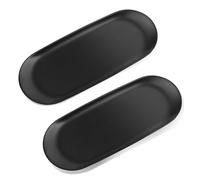 Salubohum 2 Pièces Petit Plateau, Plateau Decoratif, Plateau de Décoration en Acier Inoxydable, 23 X 9,5 cm Ovale, pour Desserts, Cosmétiques, Bijoux, Bougies, Clés (Noir)