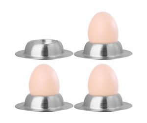 Salubohum 4 Coquetiers, empilables, Ronds, en Acier Inoxydable, polis, adaptés au Lave-Vaisselle, avec Un Support à œufs de 1,8 centimètre de Hauteur (8,5 * 8,5 * 1,8 cm) (Argent)