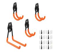Salubohum Crochets de garage, crochet mural pour garage, lot de 4 (3 ronds, 1 carré), adaptés pour les vélos, les outils électriques, les escaliers (orange)