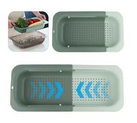 Salubohum Ensemble de 2 passoires d'évier, Panier d'évier Extensible avec Support de Fond, adapté pour Laver Les légumes, Les Fruits et égoutter Les pâtes cuites (34,5-48x8x20cm) (Vert)