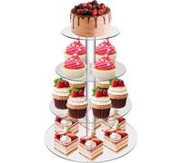 Salubohum Présentoir à Cupcakes, Presentoir a Gateau, 4 étages Ronds en Acrylique Transparent, Adapté aux Gateau et aux Fruits, Adapté pour les Mariages et les Fêtes