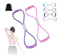 Saludea Lot de 2 bandes de résistance avec poignées, corde de tension en forme de 8 figurines, sangle de fitness extensible pour entraînement complet du corps, aidant à améliorer la force et la