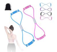 Saludea Lot de 2 bandes de résistance avec poignées, corde de tension en forme de 8 figurines, sangle de fitness extensible pour entraînement complet du corps, aidant à améliorer la force et la