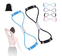Saludea Lot de 2 bandes de résistance avec poignées, corde de tension en forme de 8 figurines, sangle de fitness extensible pour entraînement complet du corps, aidant à améliorer la force et la
