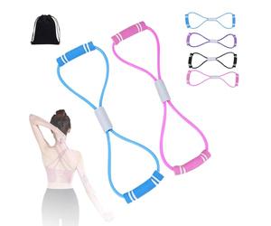 Saludea Lot de 2 bandes de résistance avec poignées, corde de tension en forme de 8 figurines, sangle de fitness extensible pour entraînement complet du corps, aidant à améliorer la force et la