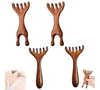 Saludea Meridian Comb, 2 Pack Wood Scalp Massager, Massage Tool Wood Comb, for Head Face Eye Nose Jaw and Neck, for Stress Relax (4Pcs Mix)