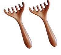 Saludea Meridian Comb, Golden Sandalwood Massage Claws, Multi-Functional Handheld Combs, for Scalp, Face, Eye, Nose, Jaw, Neck & Shoulder, Massager Brush Meridians (2pcs * Six-claw)