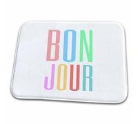 Saluez Les Gens en Français. Mot Coloré « Bonjour » Paillasson D'Entree Lavable en Machine Paillasson Intérieur Antidérapant Tapis De Bain pour Couloir Chambre Baignoire 40X60 Cm