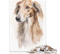Saluki Dog Portrait Puzzle 1000 Pièces Educa Jouet en Bois Divertissement Créatif De l'art De La Décoration Jeu Éducatif Challenge Toy Adultes Et Enfants À Partir De 14 Ans 1000pcs (75x50cm)